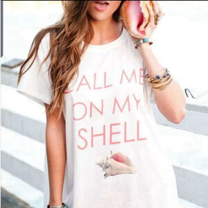 NWOT Show me your mumu Oliver call me on my shell white tshirt size S